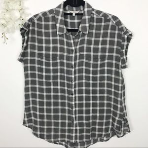 Lucky Brand Plaid Button Down Short Sleeve Shirt